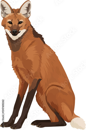 Maned Wolf (Chrysocyon brachyurus) – Vector art of the iconic red wolf of the South American savanna (Cerrado biome)