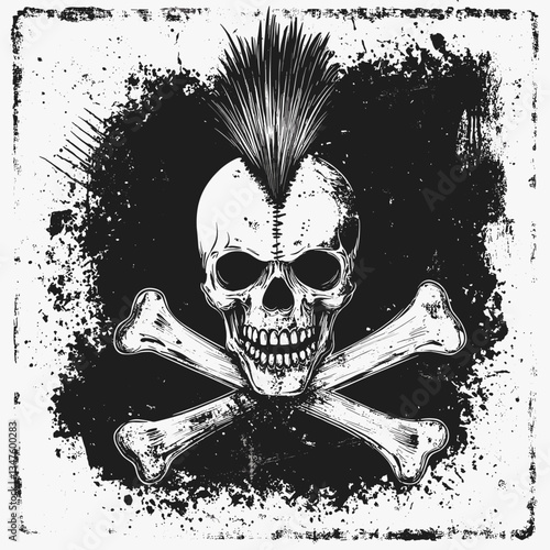 Retro Punk Badges With Mohawk Skull And Crossbones
