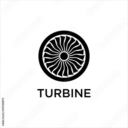 Machinery Turbine Engine Logo Design for Aviation Industry, Vector Icon of Aircraft Propeller, Airplane Power, Jet Technology, Mechanical Flight Concept, Editable Graphic Symbol for Transport Service
