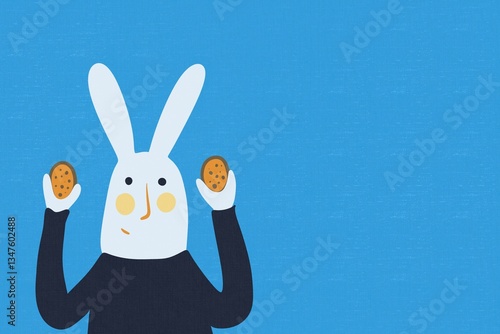 Charming Easter Bunny Illustration Holding Chocolate Eggs