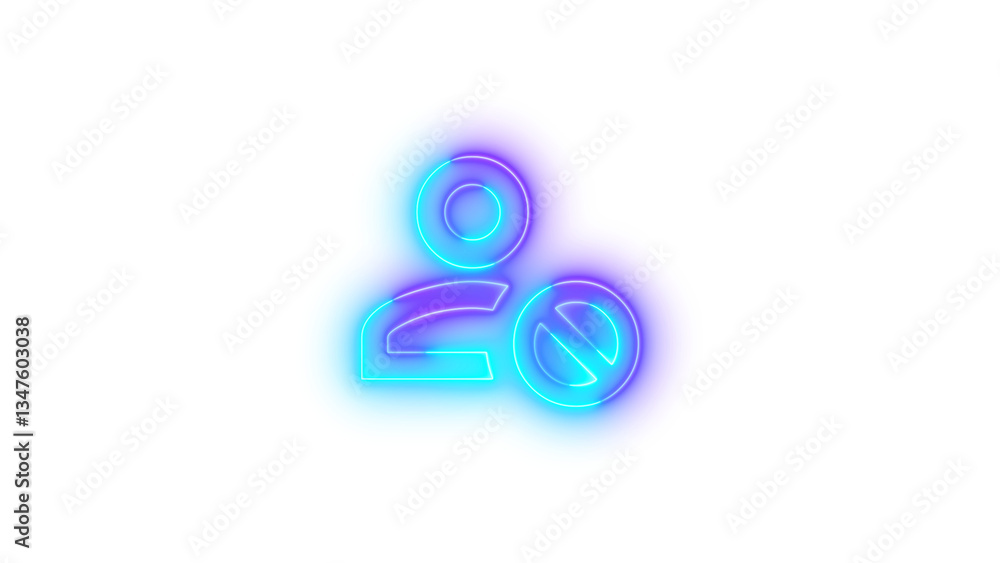 Neon account cancel outline symbol icon glowing with transparent background Neon account cancel outline symbol icon glowing with transparent background