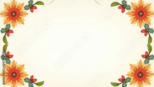 Abstract Islamic art with symmetrical cut-out elements and colorful contrast