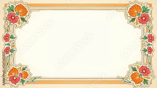 Abstract Islamic art with symmetrical cut-out elements and colorful contrast