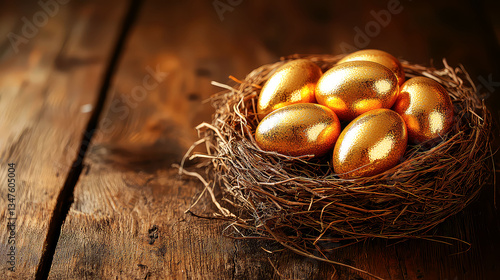 Wallpaper Mural Golden Eggs in a Nest: A Symbol of Wealth, Prosperity, and Financial Success Torontodigital.ca