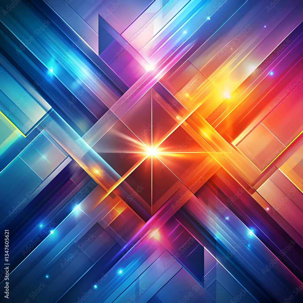 Abstract Geometric Shapes with Glowing Lights. Colorful Background Abstract Geometric Shapes with Glowing Lights. Colorful Background