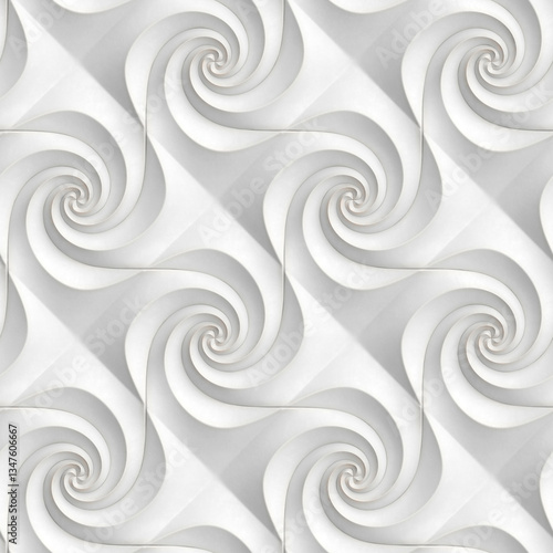 Seamless geometric pattern with swirl design in monochrome