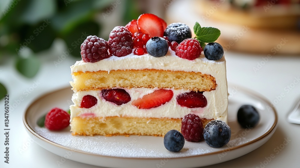 Delicious Cake with Fresh Fruit and Elegant White Frosting – A Sweet Delight Delicious Cake with Fresh Fruit and Elegant White Frosting – A Sweet Delight
