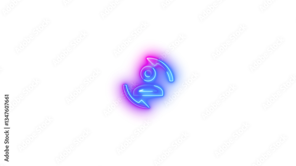 Fototapeta premium Neon account convert outline symbol icon glowing with transparent background
