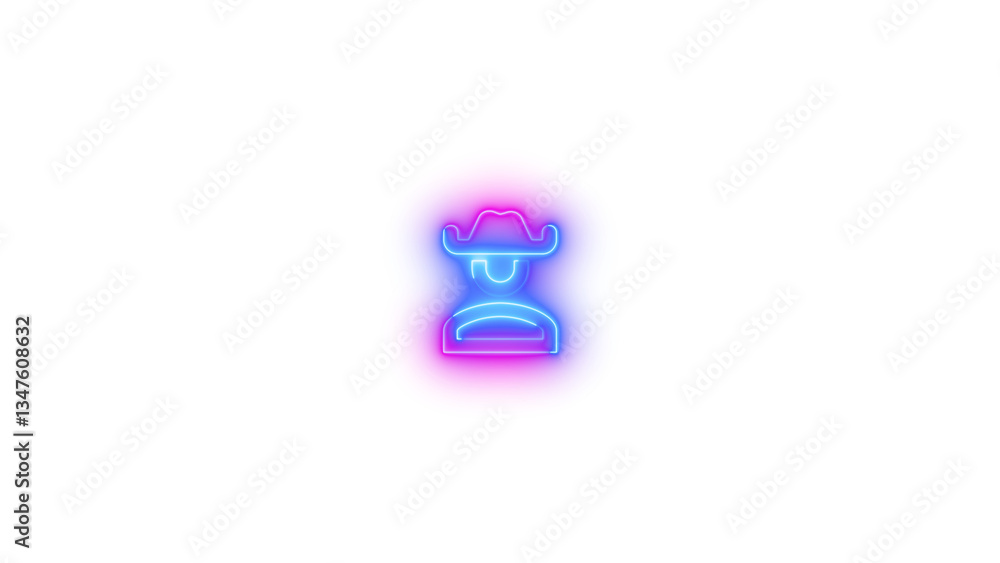 Neon account cowboy hat outline symbol icon glowing with transparent background Neon account cowboy hat outline symbol icon glowing with transparent background