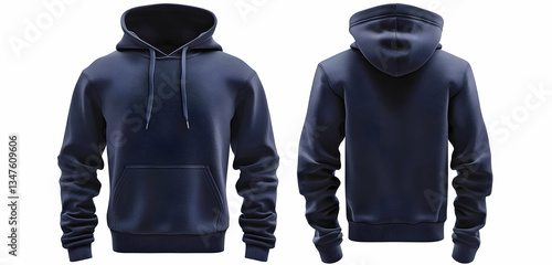 Wallpaper Mural A navy blue hoodie shown from both the front and back, isolated on a white background for design purposes. 40k, , high resolution Torontodigital.ca