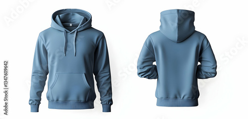 Wallpaper Mural A mockup of a blue hoodie in both front and back views on a white background, perfect for design customization. 40k, , high resolution Torontodigital.ca