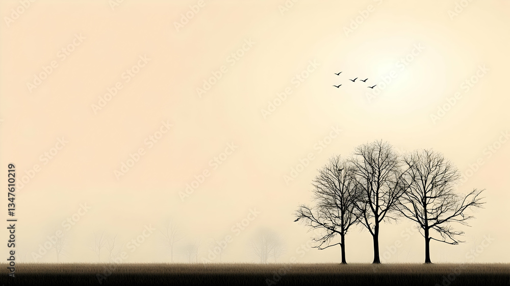 Fototapeta premium Peaceful Silhouette Trees at Dawn
