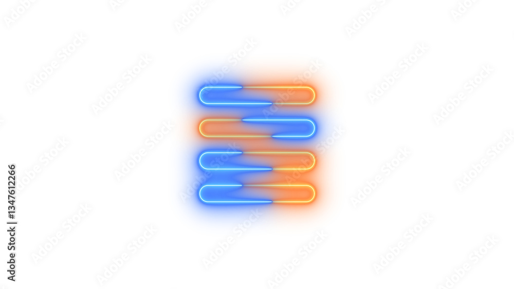 Neon align justify symbol icon glowing with transparent background