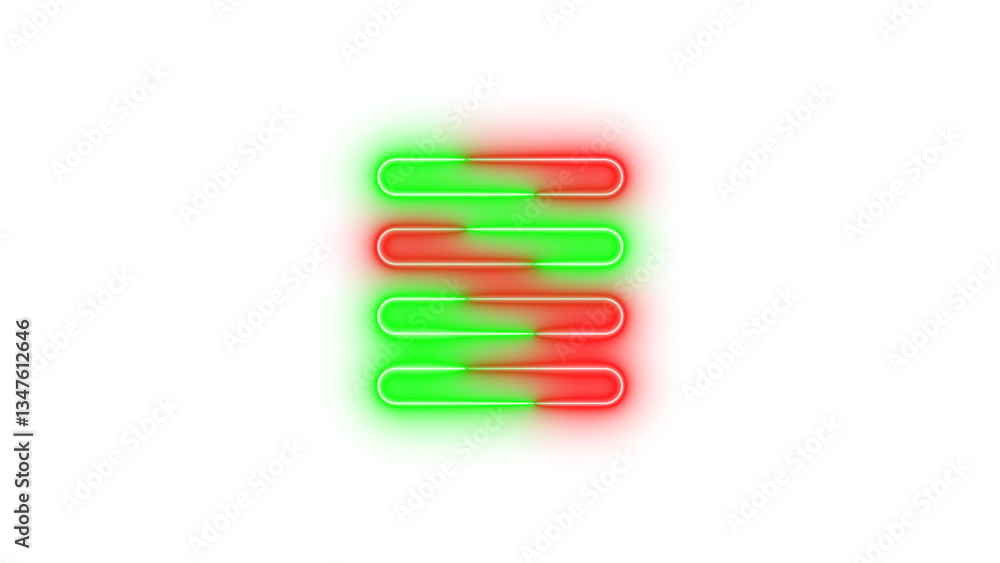 Neon align justify symbol icon glowing with transparent background Neon align justify symbol icon glowing with transparent background