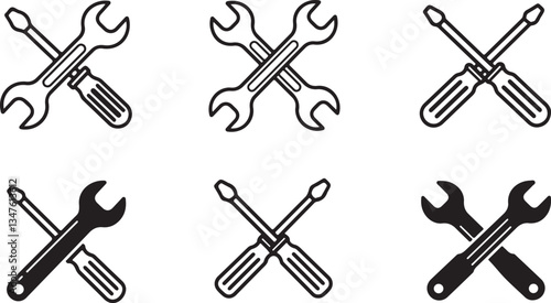 Repair tools icon vector for web and mobile app. tool sign and symbol. setting icon. Wrench and screwdriver. Service