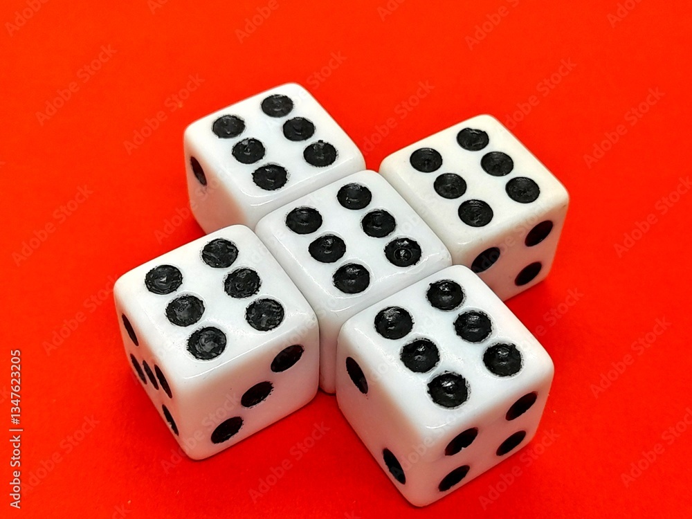 Dices with number 6 and red background Dices with number 6 and red background