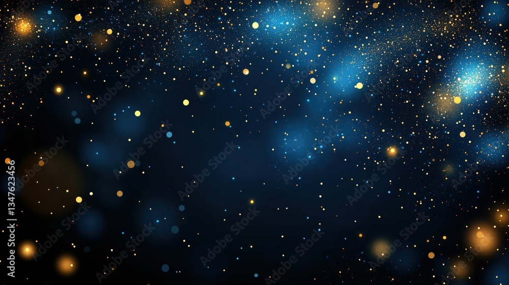 Fototapeta premium Colorful sparkles and shimmering lights create a magical atmosphere in a dark night sky filled with stars and cosmic energy