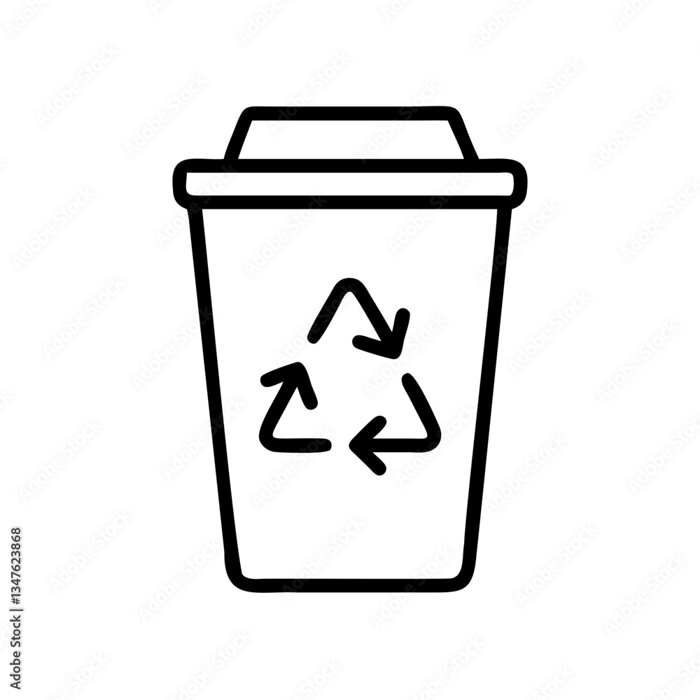 Recycling container with eco-friendly symbol on a solid background encouraging proper waste disposal Recycling container with eco-friendly symbol on a solid background encouraging proper waste disposal