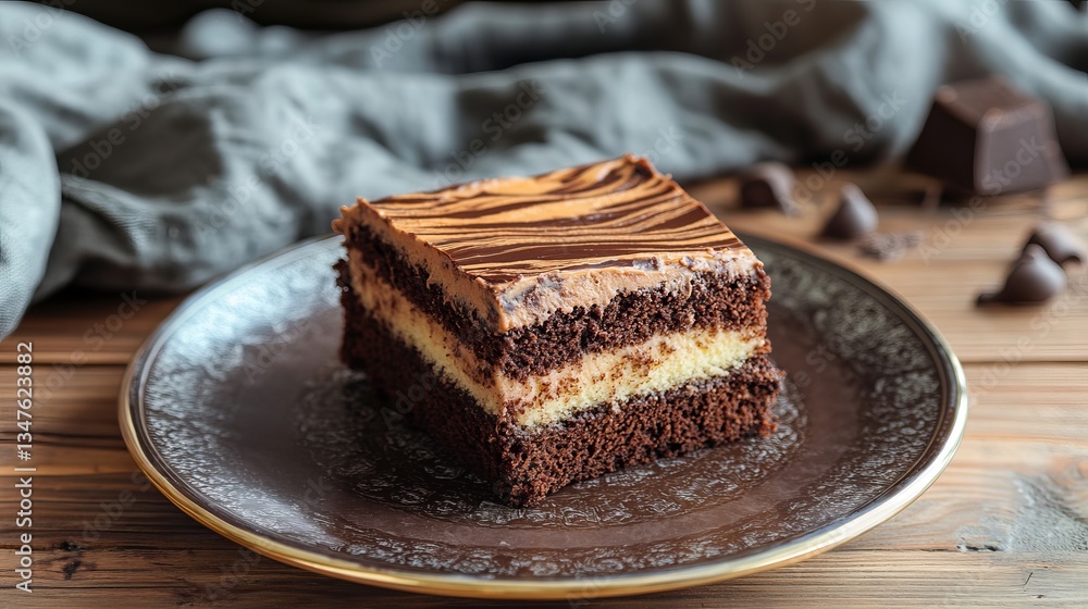 Chocolate Swirl Cake Slice on an Elegant Plate – A Luxurious Dessert for Chocolate Lovers Chocolate Swirl Cake Slice on an Elegant Plate – A Luxurious Dessert for Chocolate Lovers