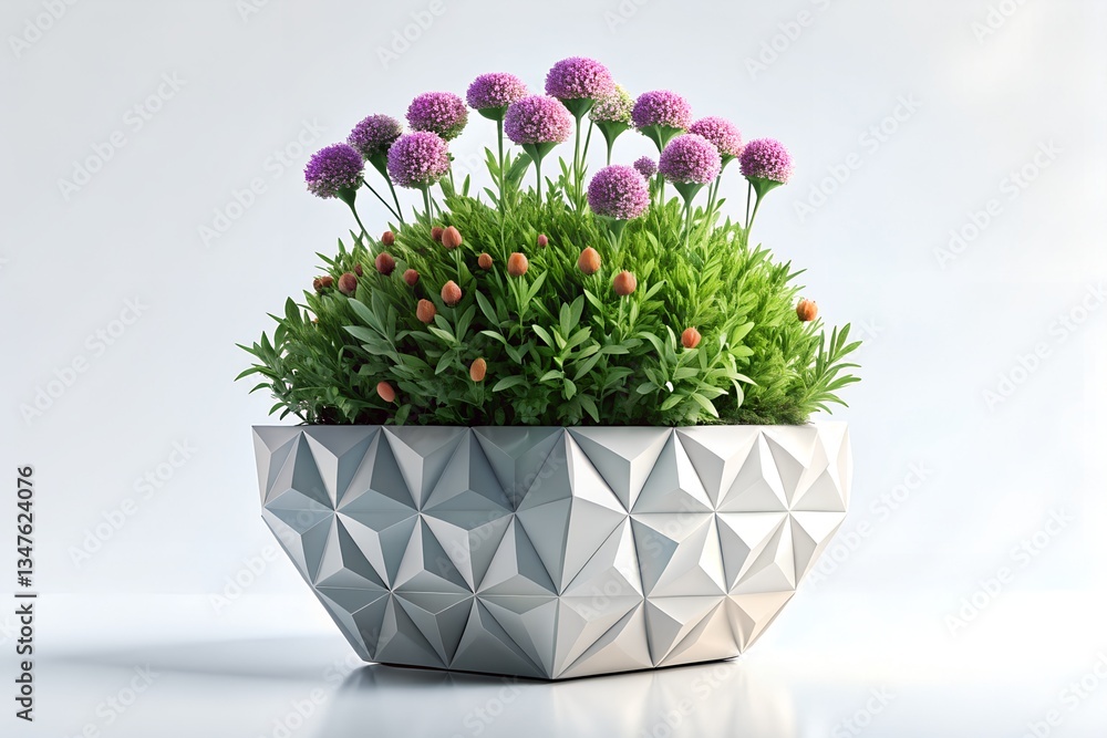 Naklejka premium Geometric flowers Planter