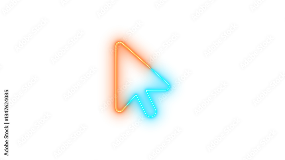 Neon arrow point symbol icon brown cyan color glowing with transparent background Neon arrow point symbol icon brown cyan color glowing with transparent background