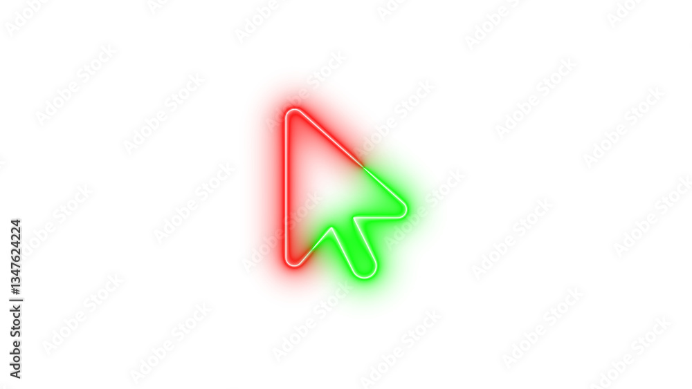 Neon arrow point symbol icon green red color glowing with transparent background Neon arrow point symbol icon green red color glowing with transparent background