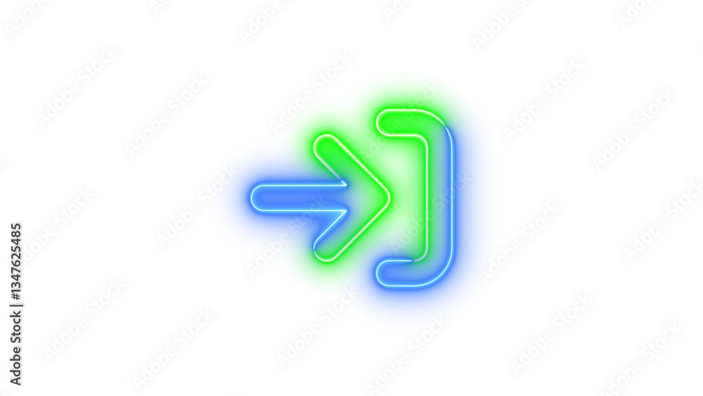 Neon arrow right to bracket symbol icon blue green color glowing with transparent background Neon arrow right to bracket symbol icon blue green color glowing with transparent background
