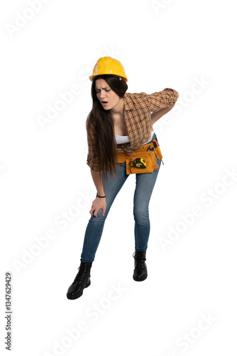 Female construction worker experiencing back pain