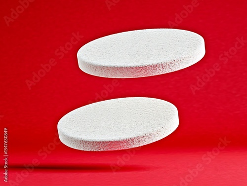 White Disks Floating for Red Background.