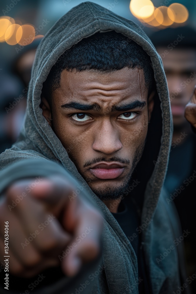 A dramatic scene of aggressive men in hoodies with intense expressions, captured in cinematic lighting, evoking danger and tension—ideal for crime-related articles, book covers, or psychological story A dramatic scene of aggressive men in hoodies with intense expressions, captured in cinematic lighting, evoking danger and tension—ideal for crime-related articles, book covers, or psychological story