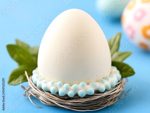 White Easter Egg Nest for Spring Decor.