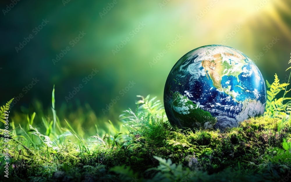 Earth Covered in Green Grass, Symbolizing Nature Conservation Earth Covered in Green Grass, Symbolizing Nature Conservation