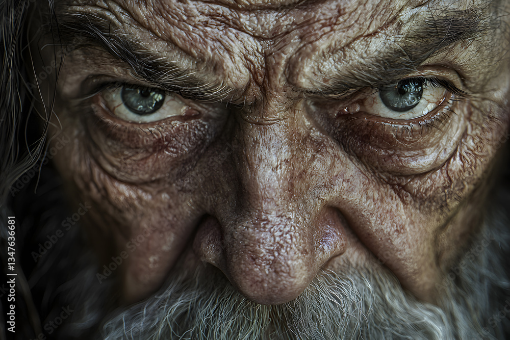 Old wise wizard with deep wrinkles and piercing eyes full of wisdom, captured in high-definition realism. Ideal for fantasy, storytelling, and character design Old wise wizard with deep wrinkles and piercing eyes full of wisdom, captured in high-definition realism. Ideal for fantasy, storytelling, and character design