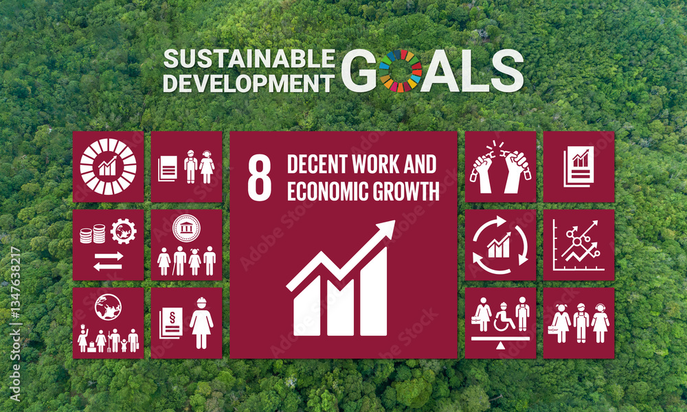 custom made wallpaper toronto digitalSDG Goal 8 Decent Work and Economic Growth Vector with Targets and Icons
