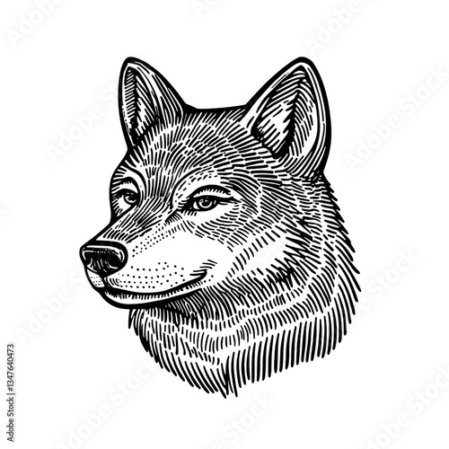 Intricate hand-drawn wolf illustration showcasing vintage engraved artistry for unique tattoo designs