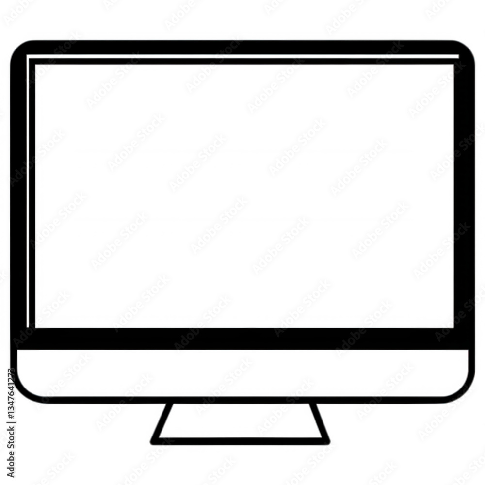 Flat monitor screen icon in black outline with empty display, minimalist technology illustration for web, computer or app design use
Flat monitor screen icon in black outline with empty display, minimalist technology illustration for web, computer or app design use