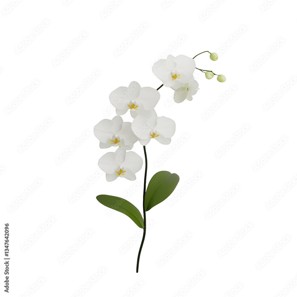 A single white flower with a green stem. The flower is the only thing visible in the image A single white flower with a green stem. The flower is the only thing visible in the image