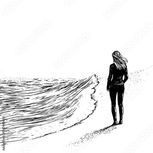Reflection on the shore while waves crash in a harmonious dance with the retreating tide