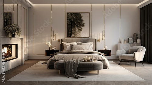 A photo of a renovated master bedroom with ensuite.