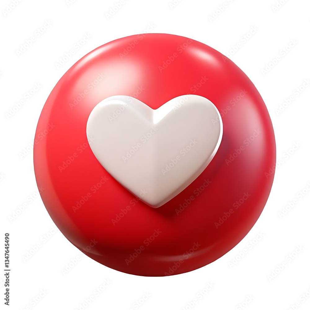 A vibrant red button with a soft white heart expressing universal love and affection, showcasing a polished, 3D rendering style. A vibrant red button with a soft white heart expressing universal love and affection, showcasing a polished, 3D rendering style.