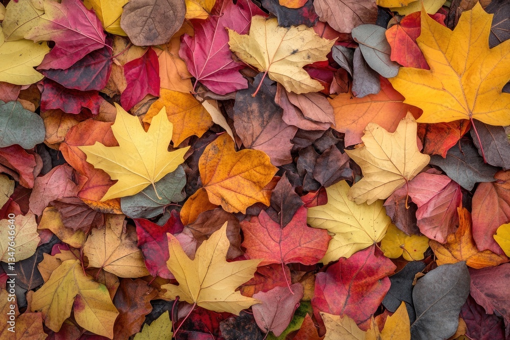 Colorful autumn leaves scattered on ground. Colorful autumn leaves scattered on ground.
