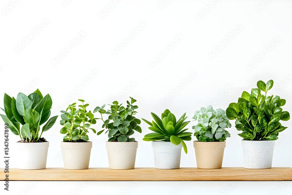 Set of potted plants with large leaves Set of potted plants with large leaves