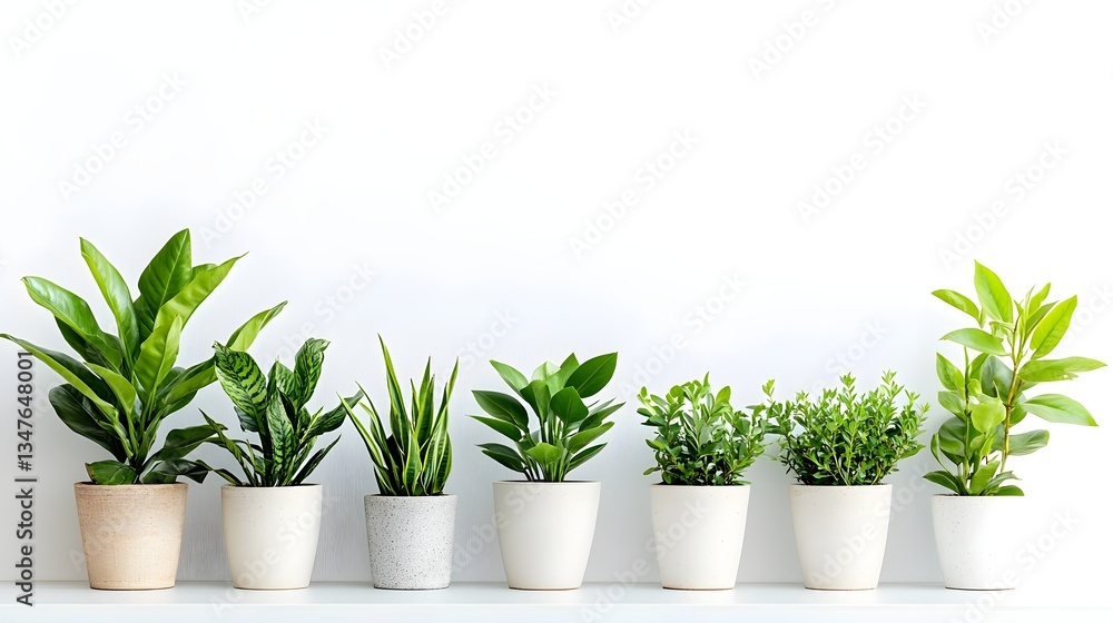 Set of potted plants with large leaves Set of potted plants with large leaves