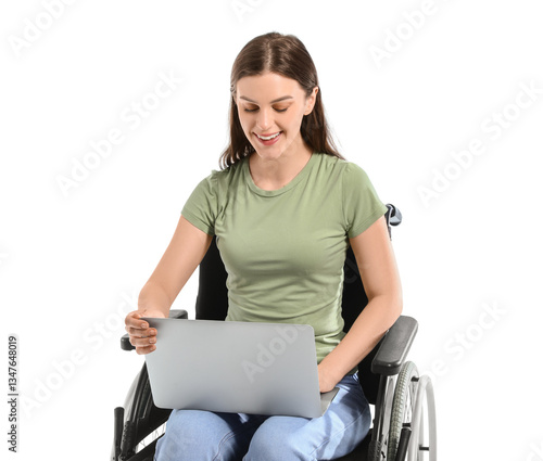 Young woman in wheelchair u...