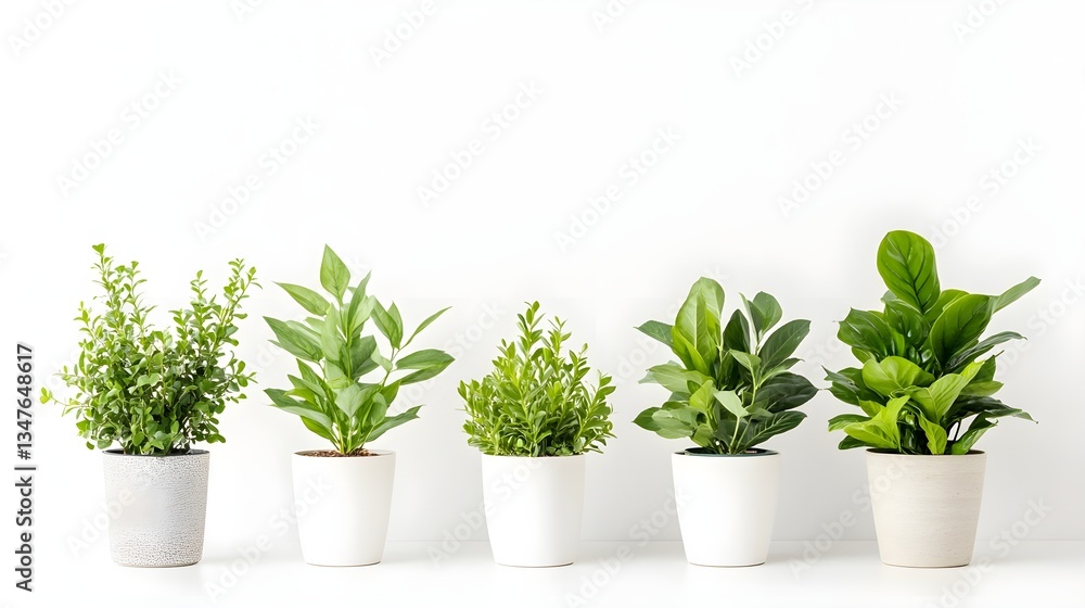 Fototapeta premium Set of potted plants with large leaves