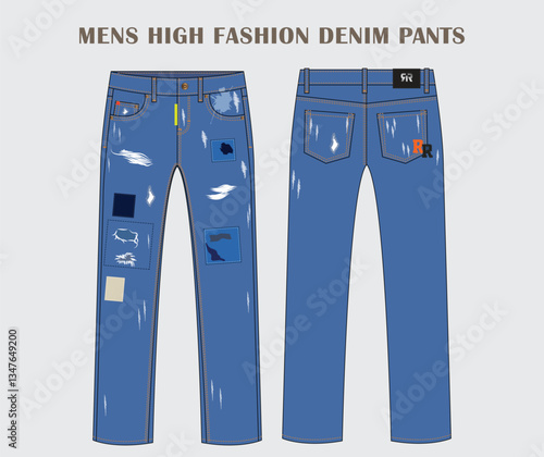 denim pants mockup template clothing vector design