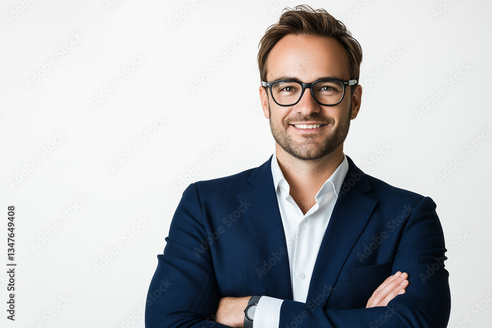 A handsome, smiling businessman wearing glasses A handsome, smiling businessman wearing glasses