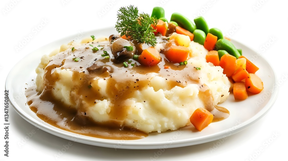 Homemade mashed potatoes with gravy on rustic table high resolution picture Homemade mashed potatoes with gravy on rustic table high resolution picture