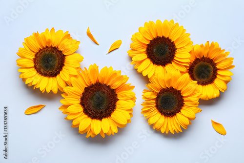 Beautiful sunflowers and pe...