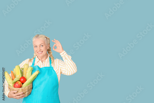 Mature female farmer with w...